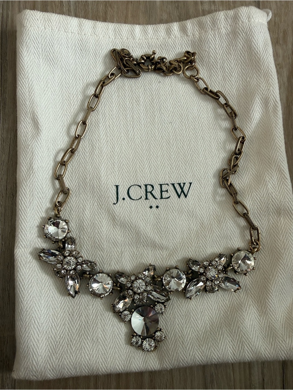 J. Crew Adjustable Gold-Tone Crystal Bib Necklace